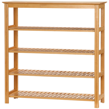 Shoe Rack, Shoe Stand with 5 Levels, Shoe Organizer for max. 20 Pairs of Shoes, Shoe Shelf for Entryway, Hallway, Bamboo, 80 x 29 x 82 cm, Natural