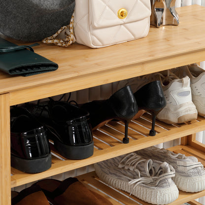Shoe Rack, Shoe Stand with 5 Levels, Shoe Organizer for max. 20 Pairs of Shoes, Shoe Shelf for Entryway, Hallway, Bamboo, 80 x 29 x 82 cm, Natural