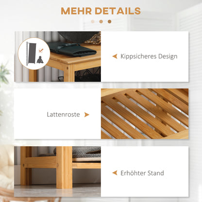 Shoe Rack, Shoe Stand with 5 Levels, Shoe Organizer for max. 20 Pairs of Shoes, Shoe Shelf for Entryway, Hallway, Bamboo, 80 x 29 x 82 cm, Natural