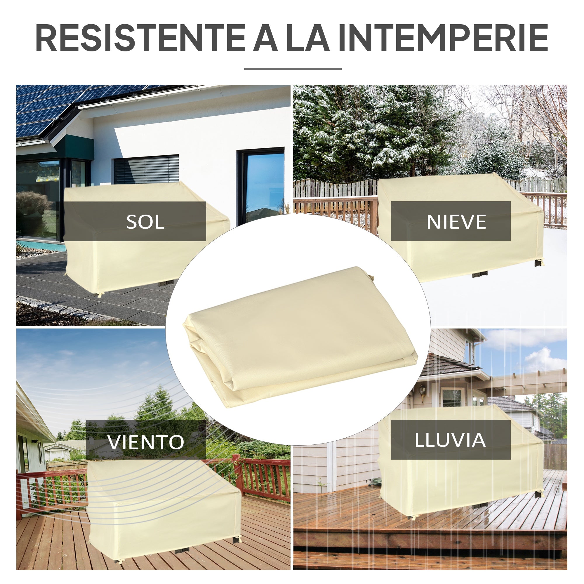 2-Seater Bench Cover 140x84x56/94 cm Outdoor Furniture Cover Oxford 600D Fabric with Waterproof Coating for Garden Patio Terrace Cream