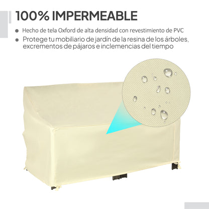 2-Seater Bench Cover 140x84x56/94 cm Outdoor Furniture Cover Oxford 600D Fabric with Waterproof Coating for Garden Patio Terrace Cream