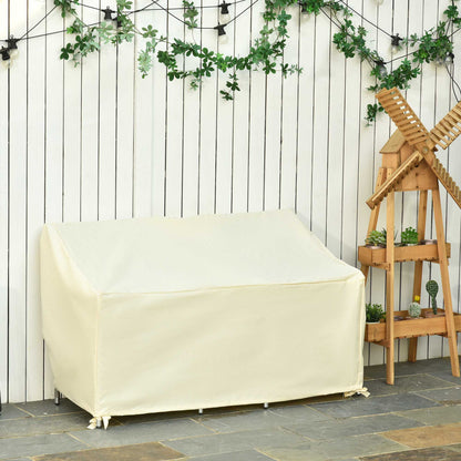 2-Seater Bench Cover 140x84x56/94 cm Outdoor Furniture Cover Oxford 600D Fabric with Waterproof Coating for Garden Patio Terrace Cream