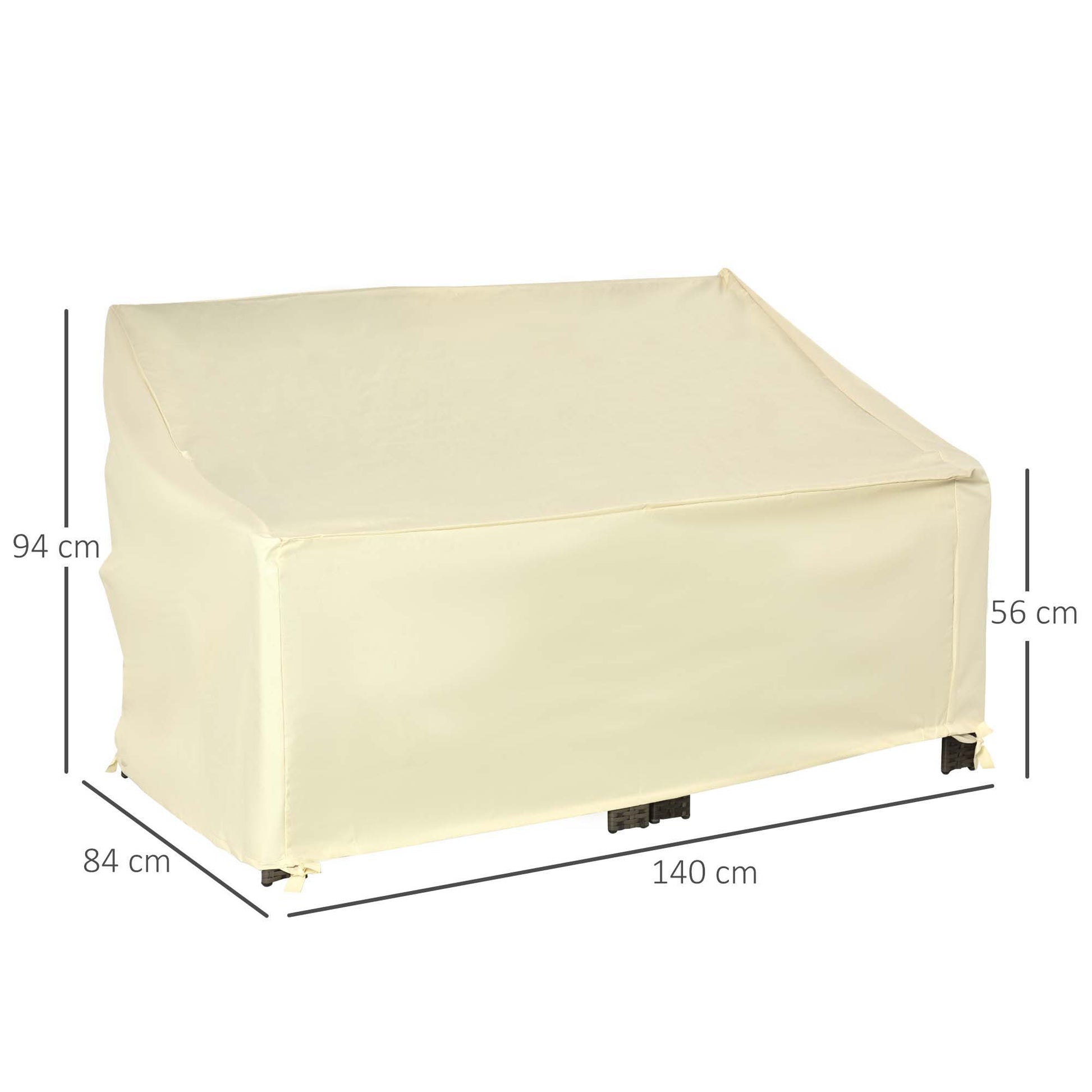 2-Seater Bench Cover 140x84x56/94 cm Outdoor Furniture Cover Oxford 600D Fabric with Waterproof Coating for Garden Patio Terrace Cream