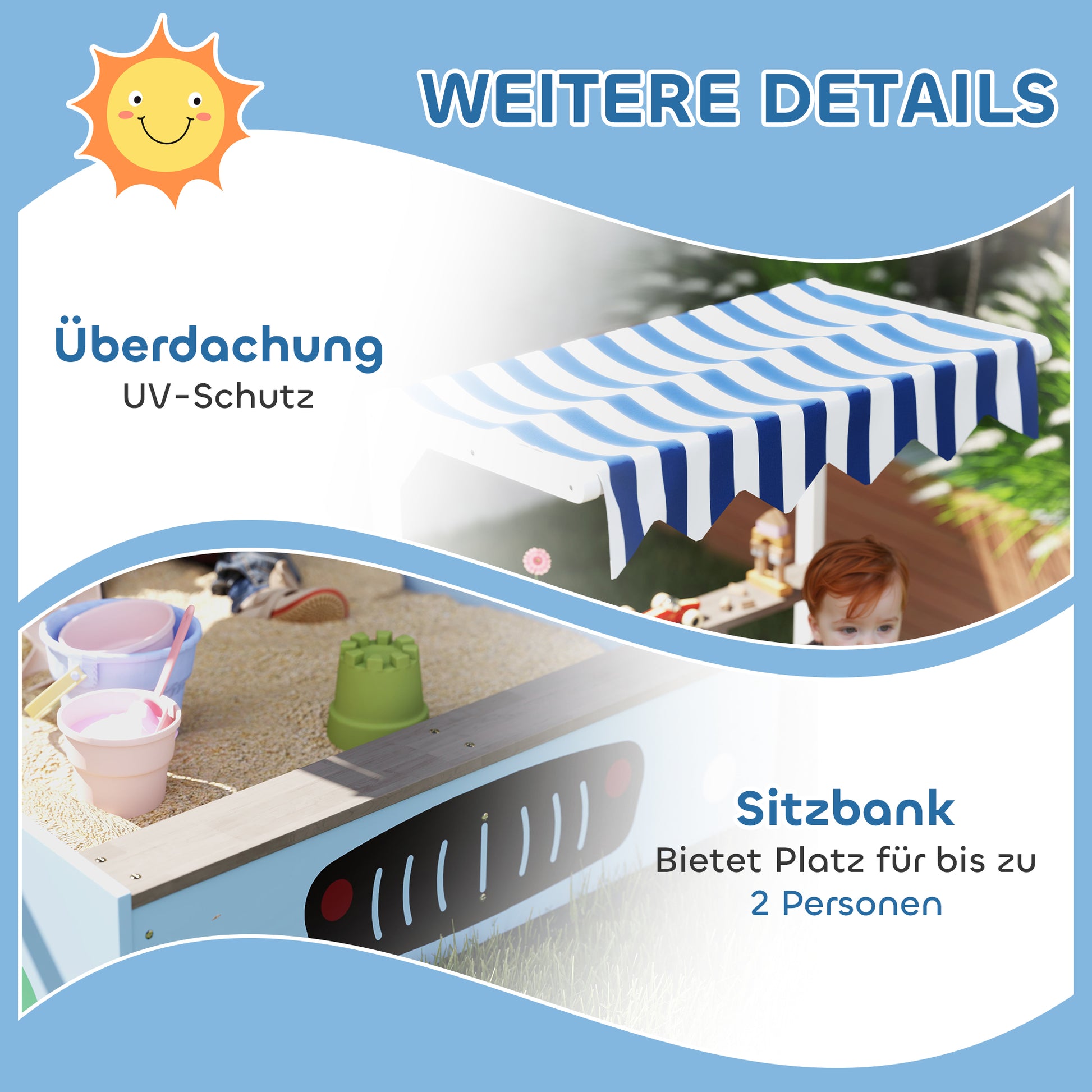 Sandpit with Cover 90 x 120 cm Made of Solid Wood Impregnated Children's Sandbox with Benches Chalkboard, Planters, Mud Kitchen, Sandpit for Outdoor Balcony Garden