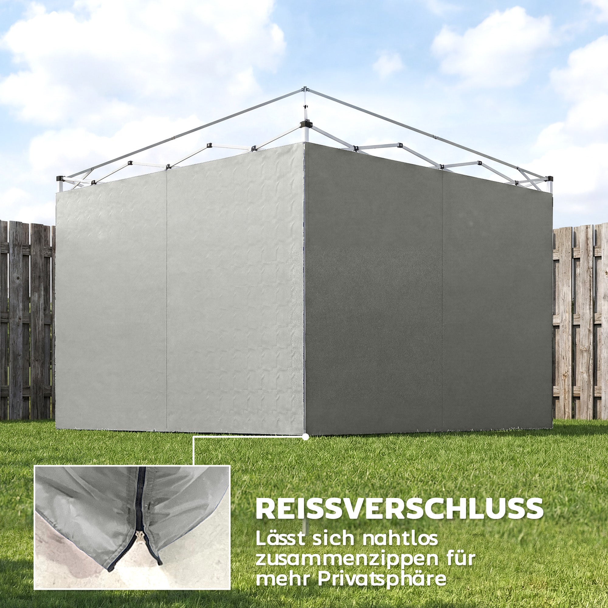 3-Pack Gazebo Sidewalls for 3 x 3 m (10 x 10 ft) — Zippered, UPF50+, Water-Resistant 210D Oxford Fabric, Light Gray