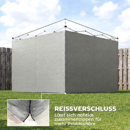 3-Pack Gazebo Sidewalls for 3 x 3 m (10 x 10 ft) — Zippered, UPF50+, Water-Resistant 210D Oxford Fabric, Light Gray