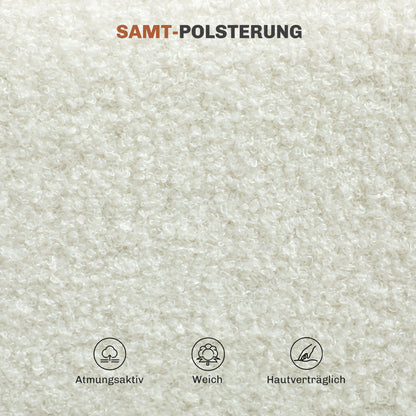 Dining Chairs Set of 4, Kitchen Chair with Backrest, Upholstered Chair with Velvet Look and Steel Legs, Modern Living Room Chair for Dining Room, Kitchen, Living Room, White