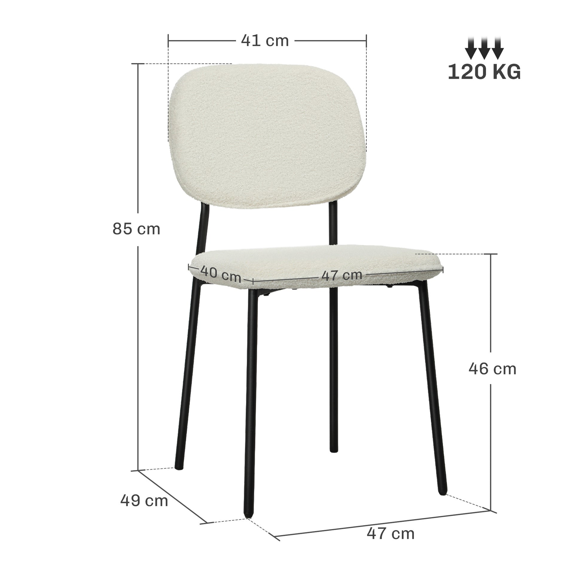 Dining Chairs Set of 4, Kitchen Chair with Backrest, Upholstered Chair with Velvet Look and Steel Legs, Modern Living Room Chair for Dining Room, Kitchen, Living Room, White