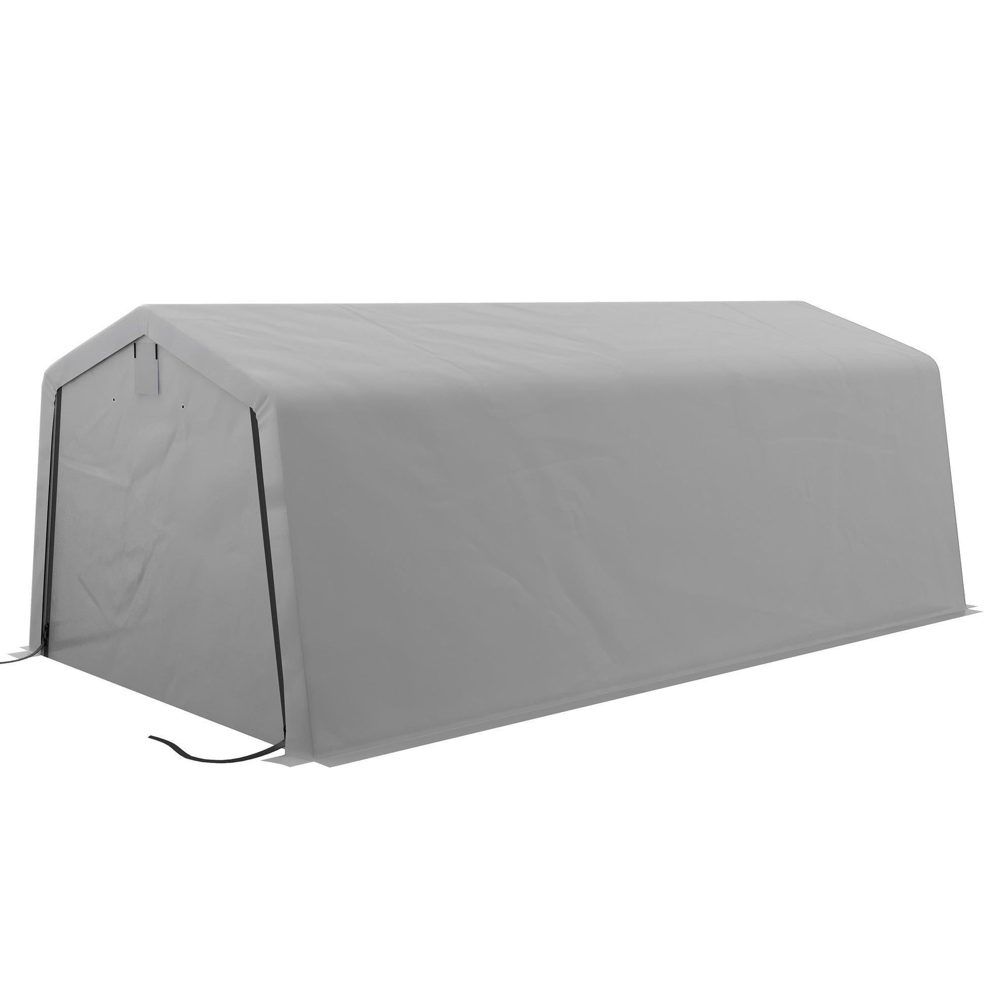 Garage Carport Tent 6.2L x 3.3W x 2.4H m Sturdy Galvanized Steel High-Density PE 150 g/m² Waterproof Anti-UV, Light Gray 1 Door and 2 Vents