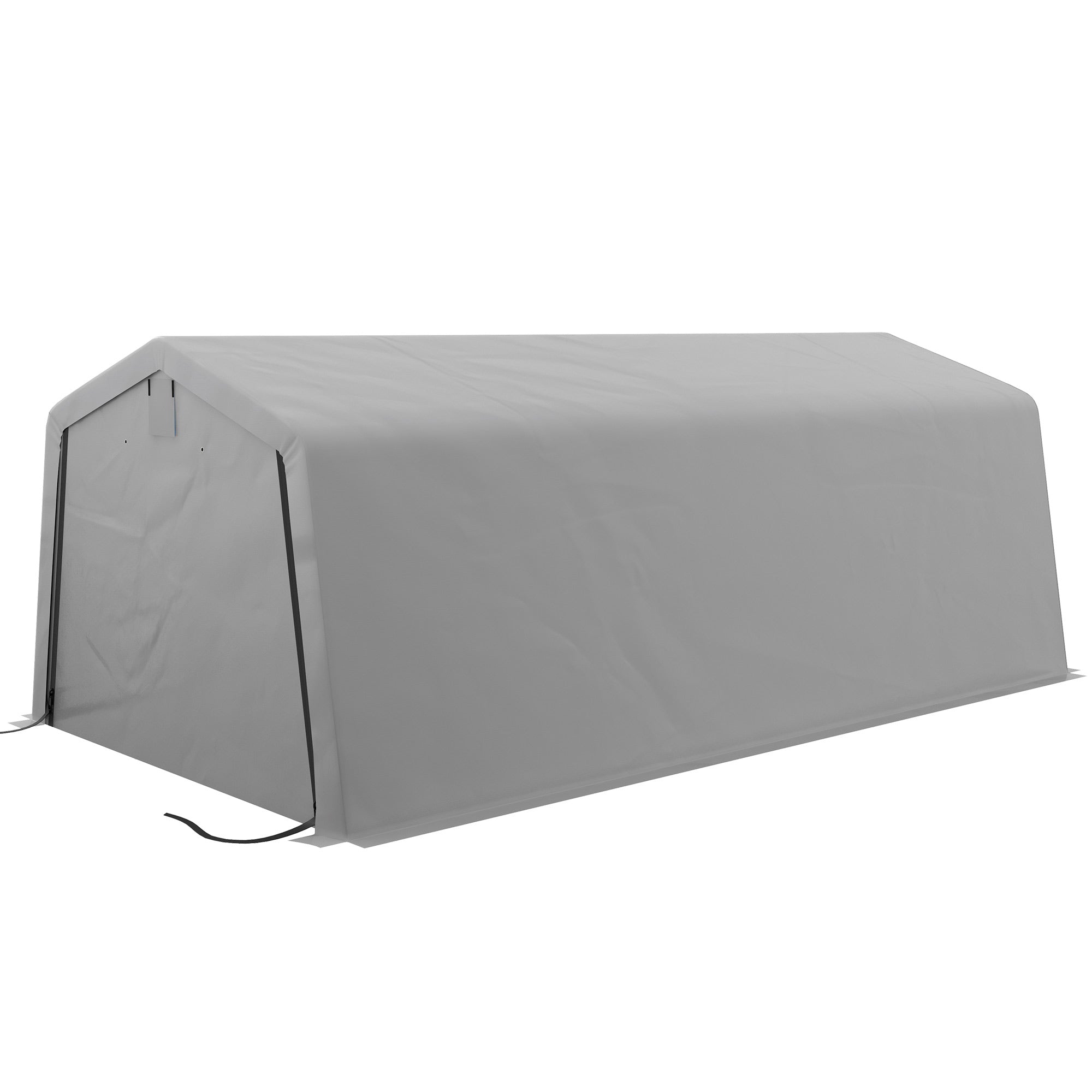 Garage Carport Tent 6.2L x 3.3W x 2.4H m Sturdy Galvanized Steel High-Density PE 150 g/m² Waterproof Anti-UV, Light Gray 1 Door and 2 Vents