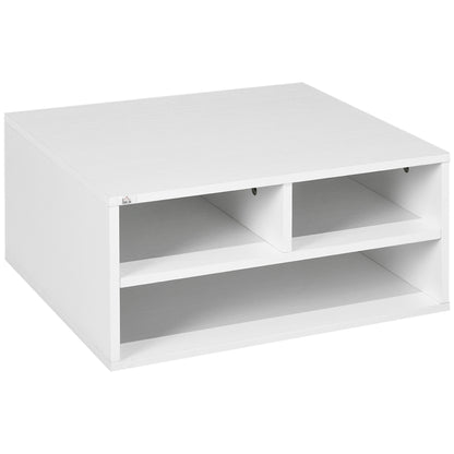 White Desk Organizer with 3 Compartments Printer Stand 47 x 40 x 22.5 cm