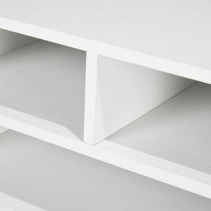White Desk Organizer with 3 Compartments Printer Stand 47 x 40 x 22.5 cm