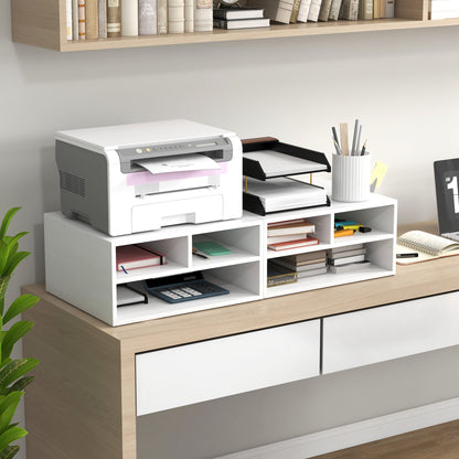 White Desk Organizer with 3 Compartments Printer Stand 47 x 40 x 22.5 cm