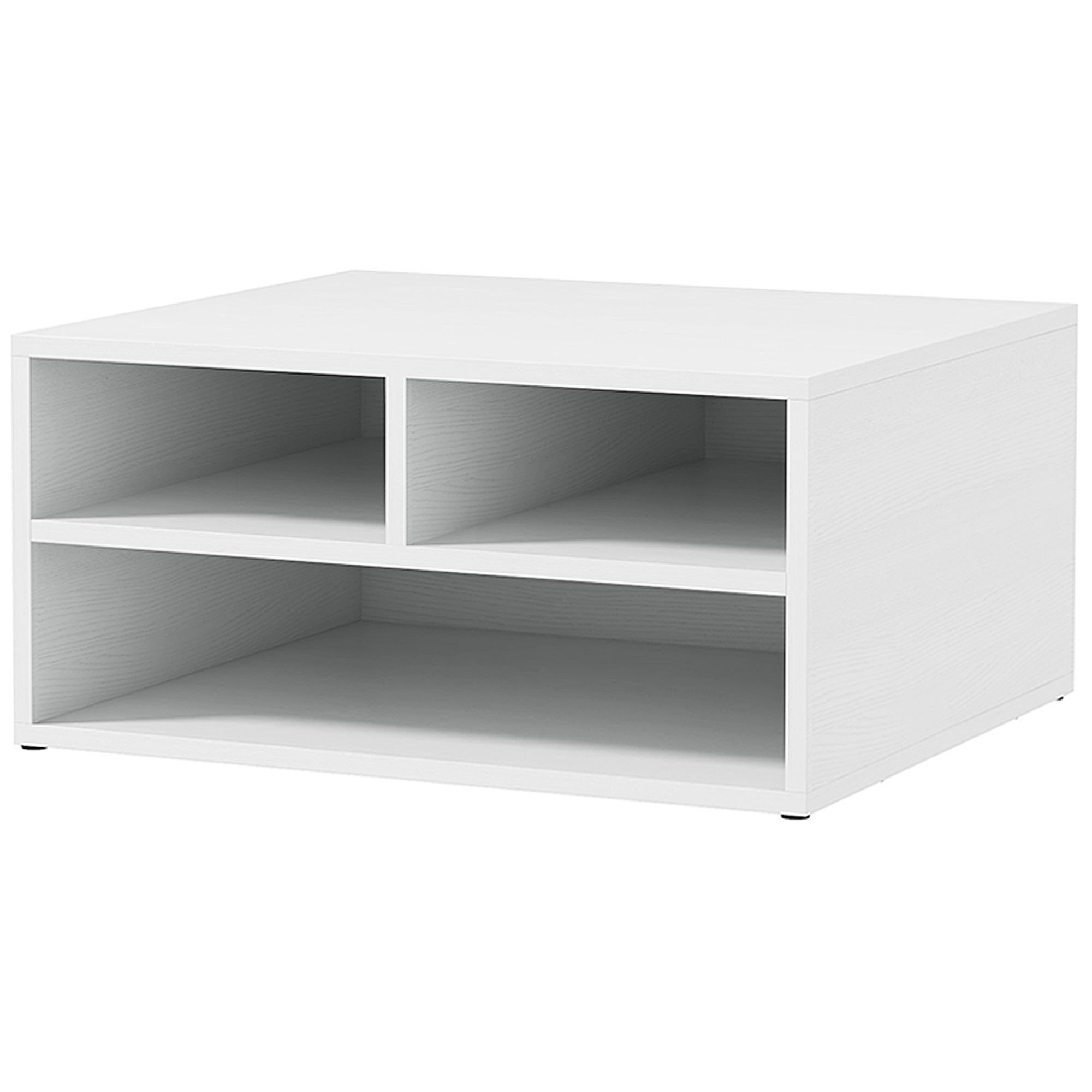 White Desk Organizer with 3 Compartments Printer Stand 47 x 40 x 22.5 cm