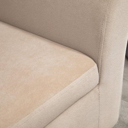 Upholstered Bench with Storage Bed Bench with Armrest for Hallway Bedroom Velvet Polyester 111.5 x 41 x 65 cm Beige