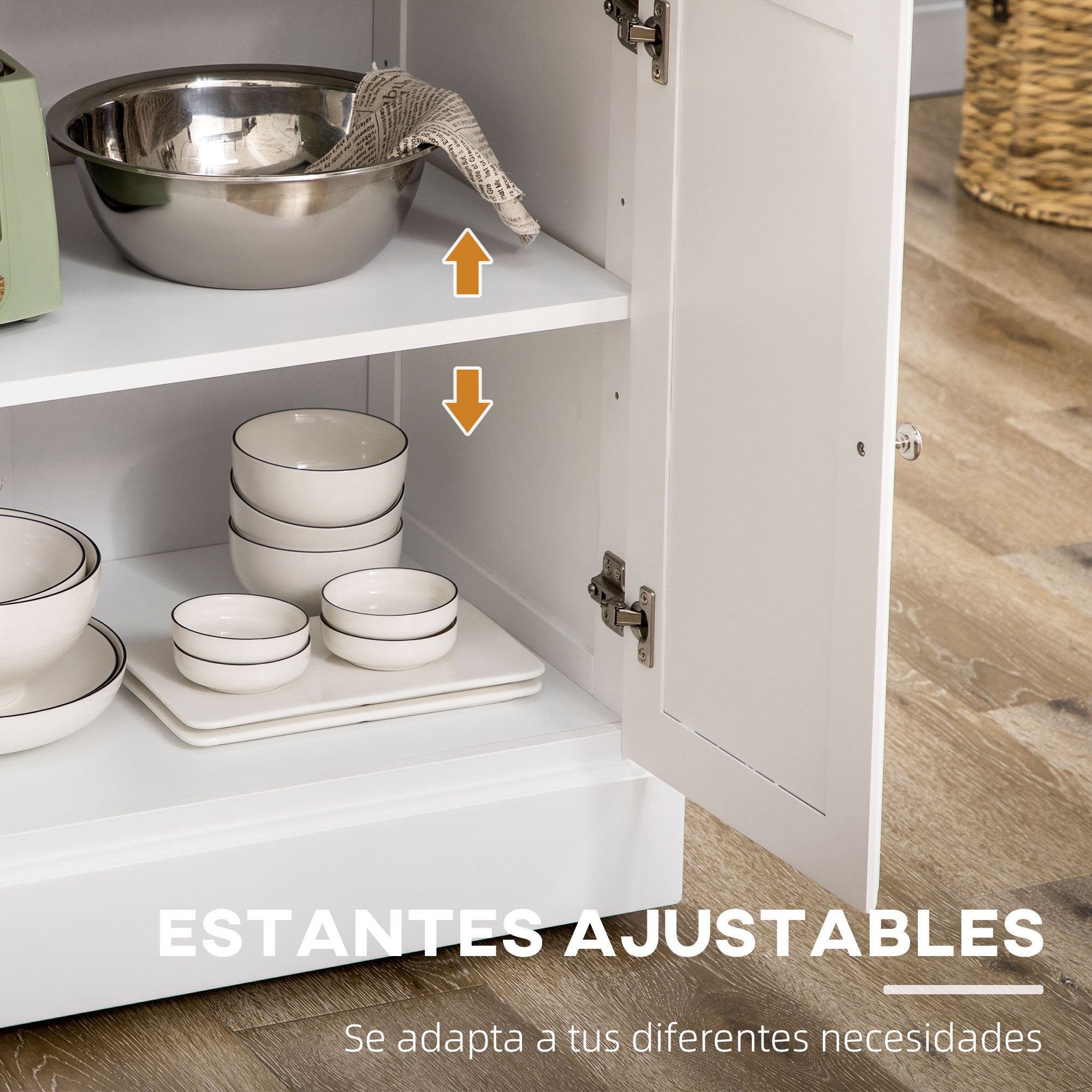 Kitchen Island Cart with Wheels Multi-Purpose Cart with 2 Drawers 3 Doors Towel Rack and Spice Rack for Dining Room 110x45x91 cm White