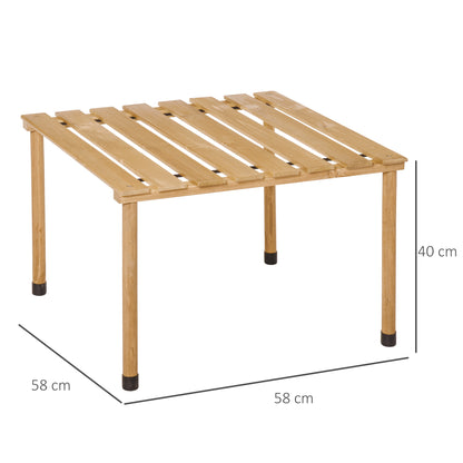Foldable Garden Coffee Table Camping Table Slatted Plate 23"L x 23"W x 16"H Transport Bag Included Pre-Oiled Pine Wood Quick Assembly