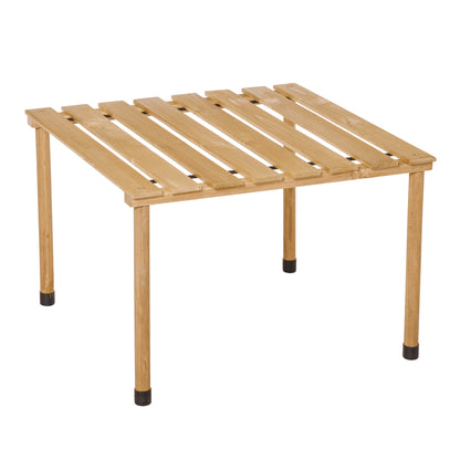 Foldable Garden Coffee Table Camping Table Slatted Plate 23"L x 23"W x 16"H Transport Bag Included Pre-Oiled Pine Wood Quick Assembly