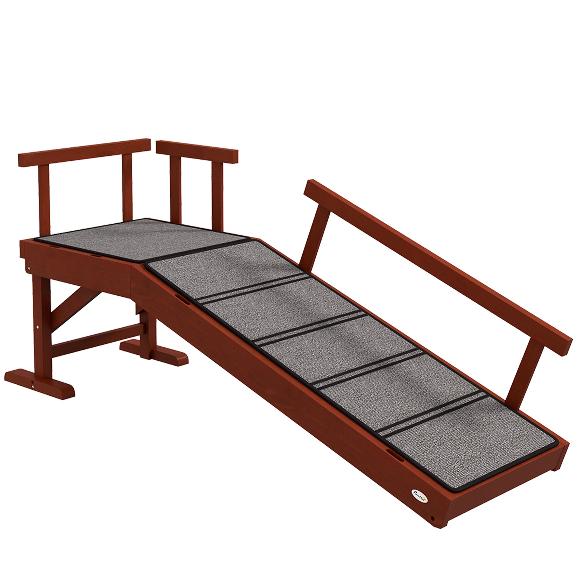 Dog Ramp Pet Ramp with Removable Railings, Non-Slip Trunk Ramp, Dog Entry Aid for Pets up to 30 kg, 125 x 40 x 56 cm, Gray
