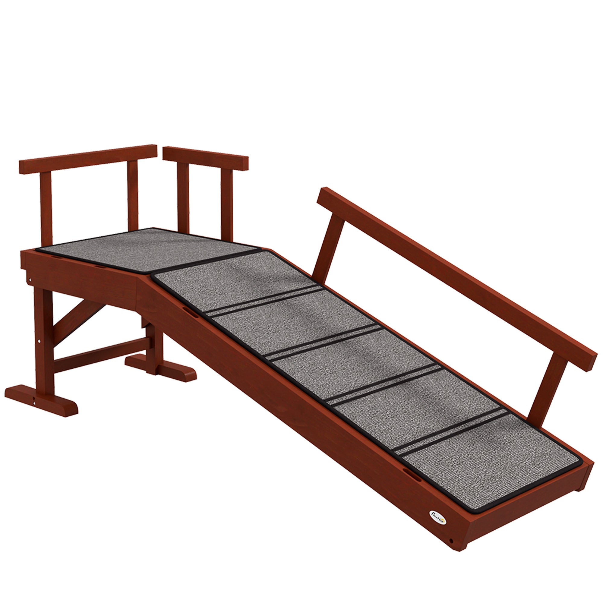 Dog Ramp Pet Ramp with Removable Railings, Non-Slip Trunk Ramp, Dog Entry Aid for Pets up to 30 kg, 125 x 40 x 56 cm, Gray