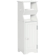 Space-Saving White MDF Bathroom Cabinet with Toilet Paper Area and Cabinet, 19x15x56 cm