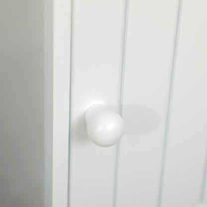 Space-Saving White MDF Bathroom Cabinet with Toilet Paper Area and Cabinet, 19x15x56 cm