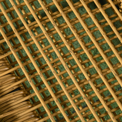 Rattan Relax Chair with Footstool Garden Chair with Adjustable Backrest Outdoor Rattan Chair with Cushions for Garden, Balcony, Steel, Polyester Natural