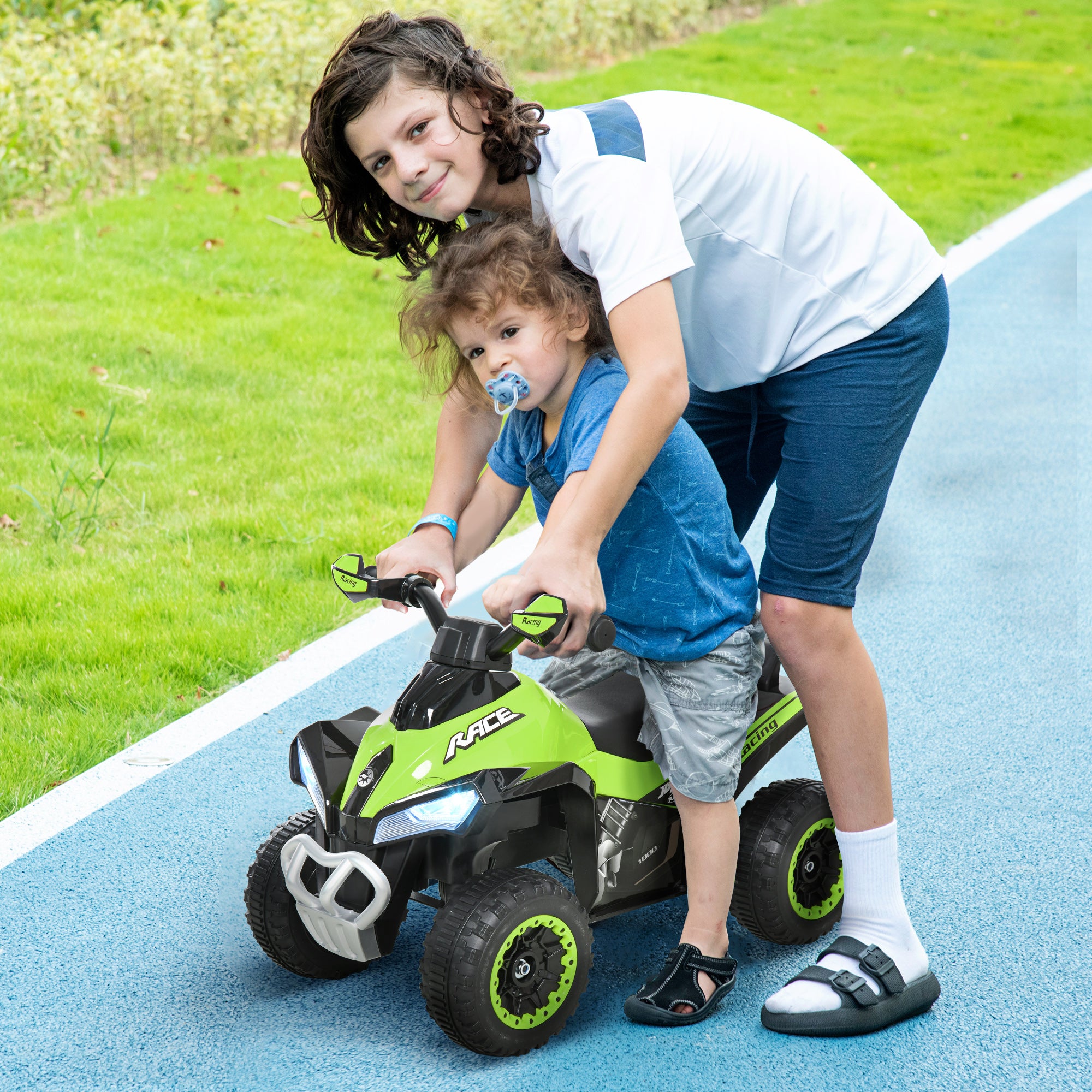 Children's Sliding Car Pedal Car with Feet Sliding Kids Car Vehicle for 18-36 Months Light Music Plastic Steel Green 67.5 x 38 x 44 cm