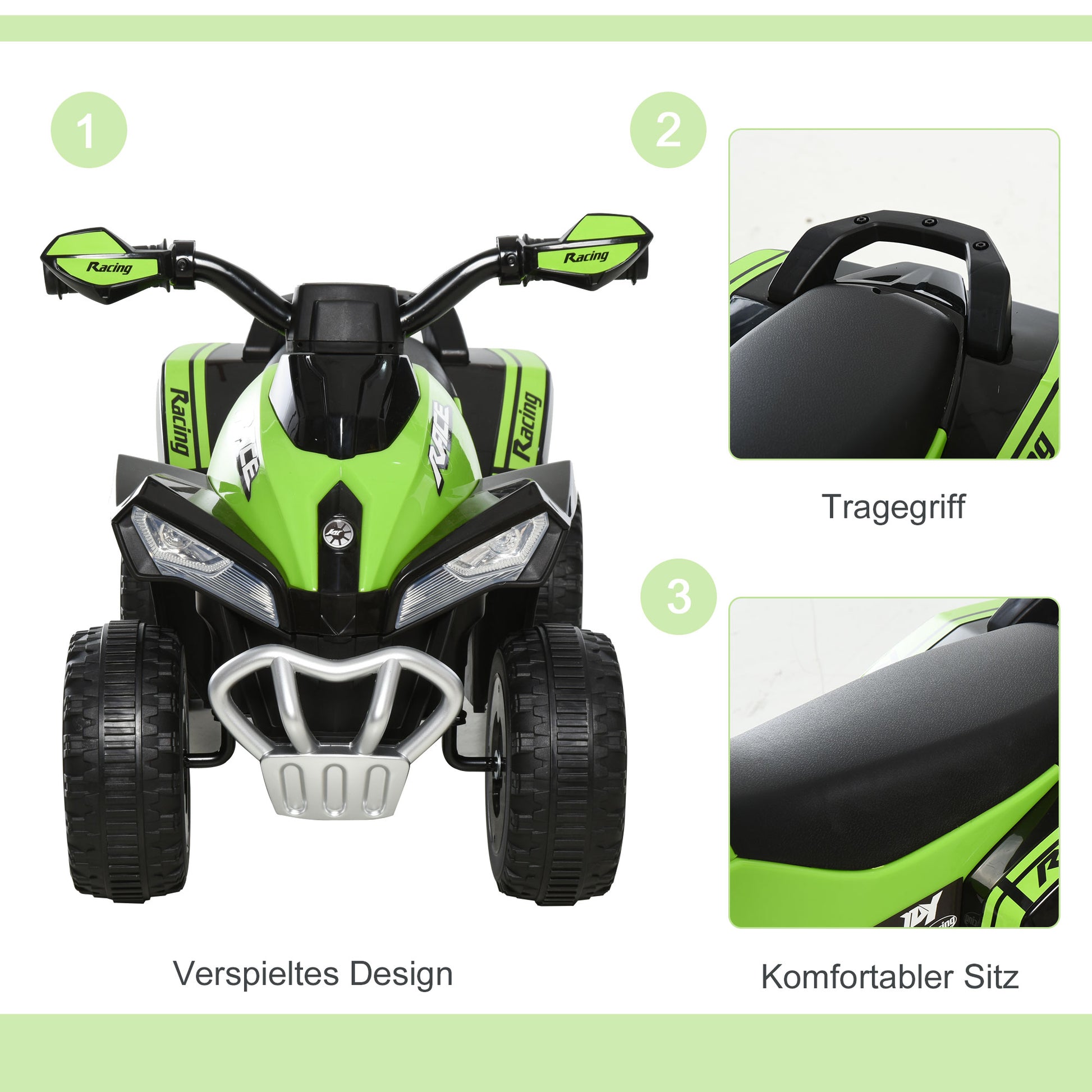 Children's Sliding Car Pedal Car with Feet Sliding Kids Car Vehicle for 18-36 Months Light Music Plastic Steel Green 67.5 x 38 x 44 cm