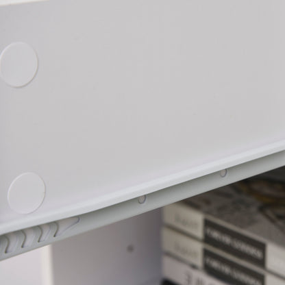 Compact Computer Desk, White Wooden Desktop PC Desk with Pull-Out Keyboard Tray and Shelves 104x48x95.5cm