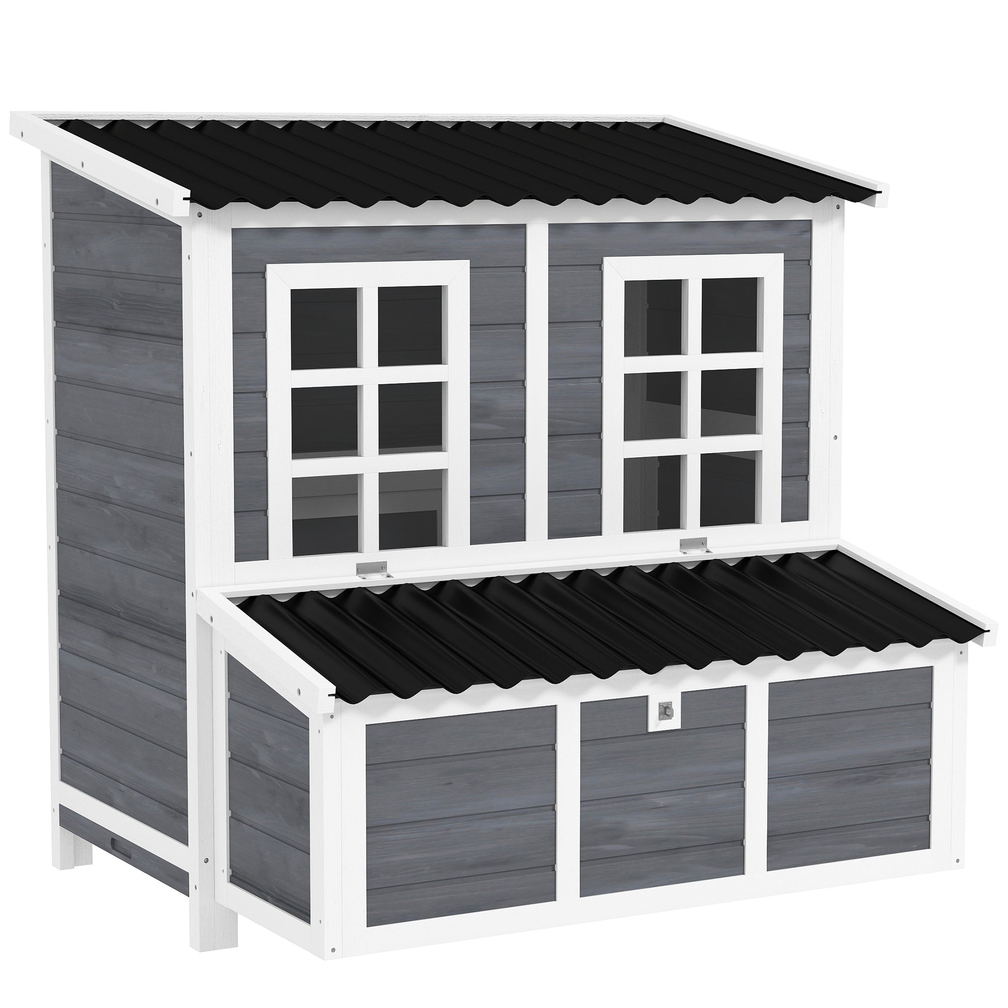 Chicken Coop made of fir wood, Chicken House with Nesting Box, Poultry House for 4-6 Chickens, Waterproof Roof, 100 x 86 x 100 cm, Light Grey
