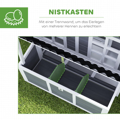 Chicken Coop made of fir wood, Chicken House with Nesting Box, Poultry House for 4-6 Chickens, Waterproof Roof, 100 x 86 x 100 cm, Light Grey