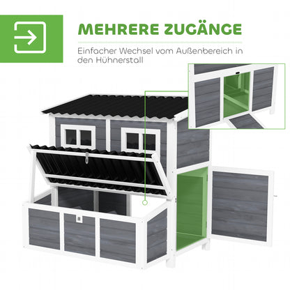 Chicken Coop made of fir wood, Chicken House with Nesting Box, Poultry House for 4-6 Chickens, Waterproof Roof, 100 x 86 x 100 cm, Light Grey