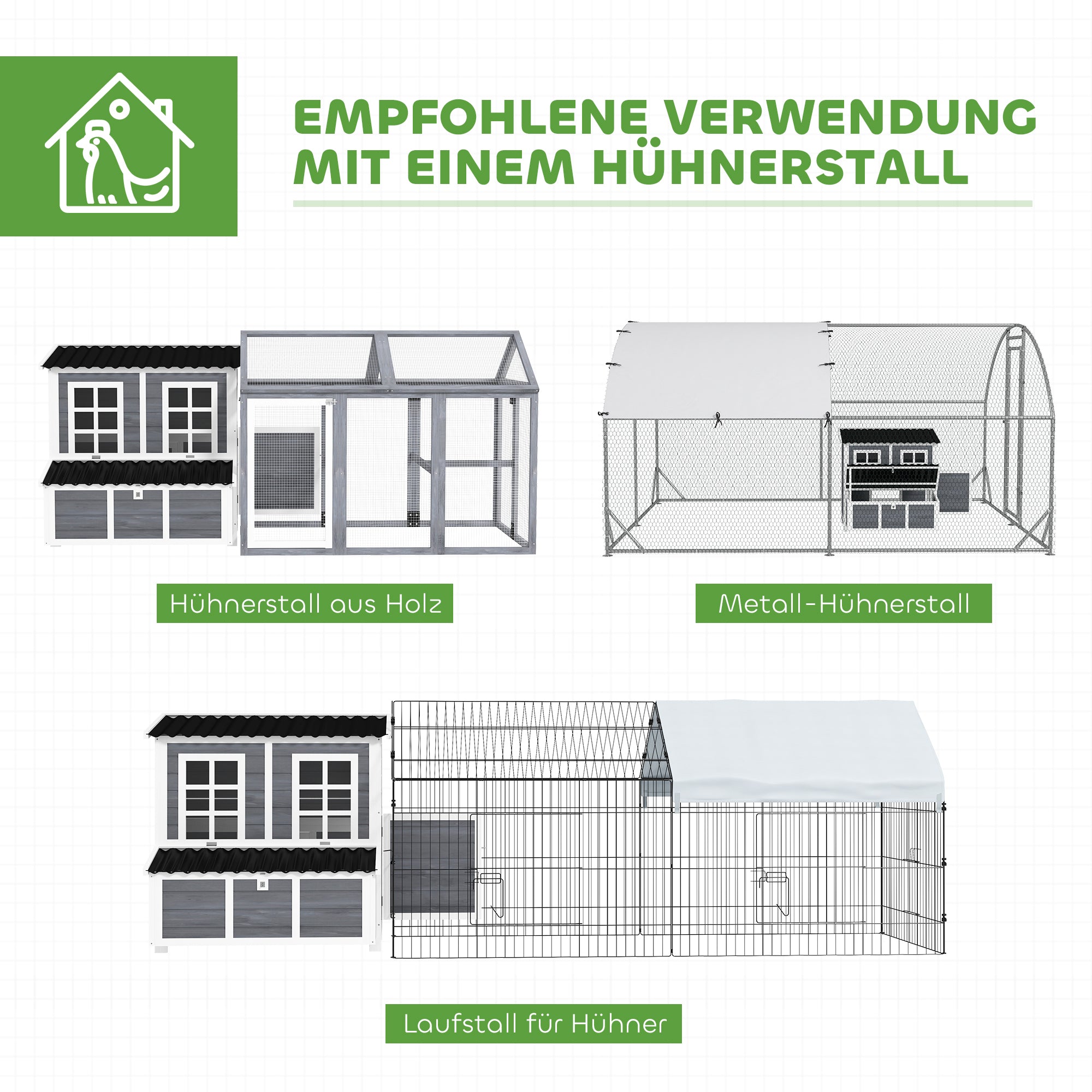 Chicken Coop made of fir wood, Chicken House with Nesting Box, Poultry House for 4-6 Chickens, Waterproof Roof, 100 x 86 x 100 cm, Light Grey
