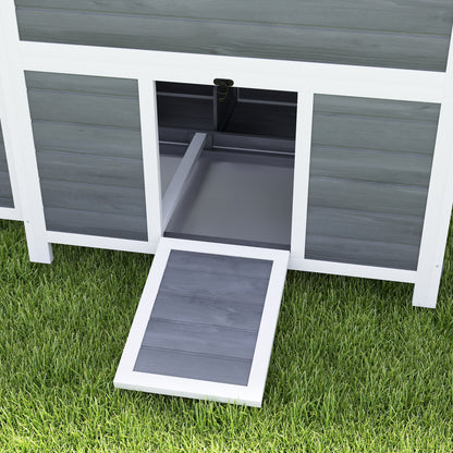 Chicken Coop made of fir wood, Chicken House with Nesting Box, Poultry House for 4-6 Chickens, Waterproof Roof, 100 x 86 x 100 cm, Light Grey