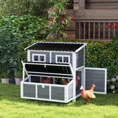 Chicken Coop made of fir wood, Chicken House with Nesting Box, Poultry House for 4-6 Chickens, Waterproof Roof, 100 x 86 x 100 cm, Light Grey