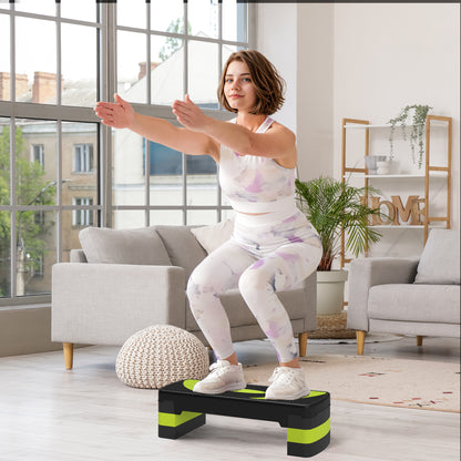 Aerobic Stepper Adjustable Height with 3 Levels (10/15/20 cm) Fitness Home Trainer for Indoor Outdoor Capacity up to 150 kg Green