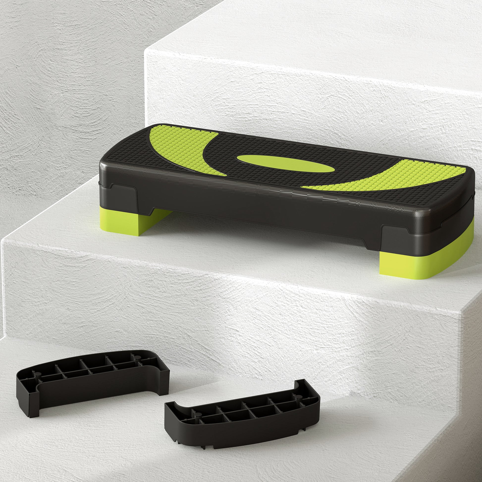 Aerobic Stepper Adjustable Height with 3 Levels (10/15/20 cm) Fitness Home Trainer for Indoor Outdoor Capacity up to 150 kg Green