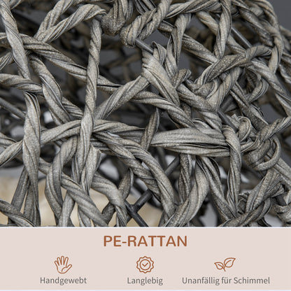 Cat House made of Rattan with Cushion Cat Sleeping Place Cat Cave with Elevated Feet Silver Gray Ø52 x 58 cm