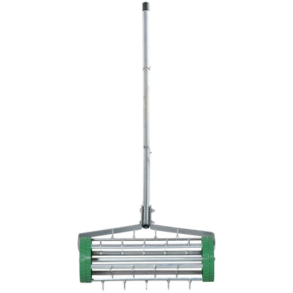 Lawn Aerator Roller with Telescopic Handle 98L x 45W x 87H cm Green