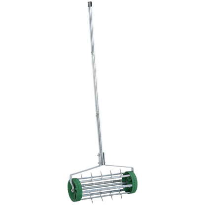 Lawn Aerator Roller with Telescopic Handle 98L x 45W x 87H cm Green