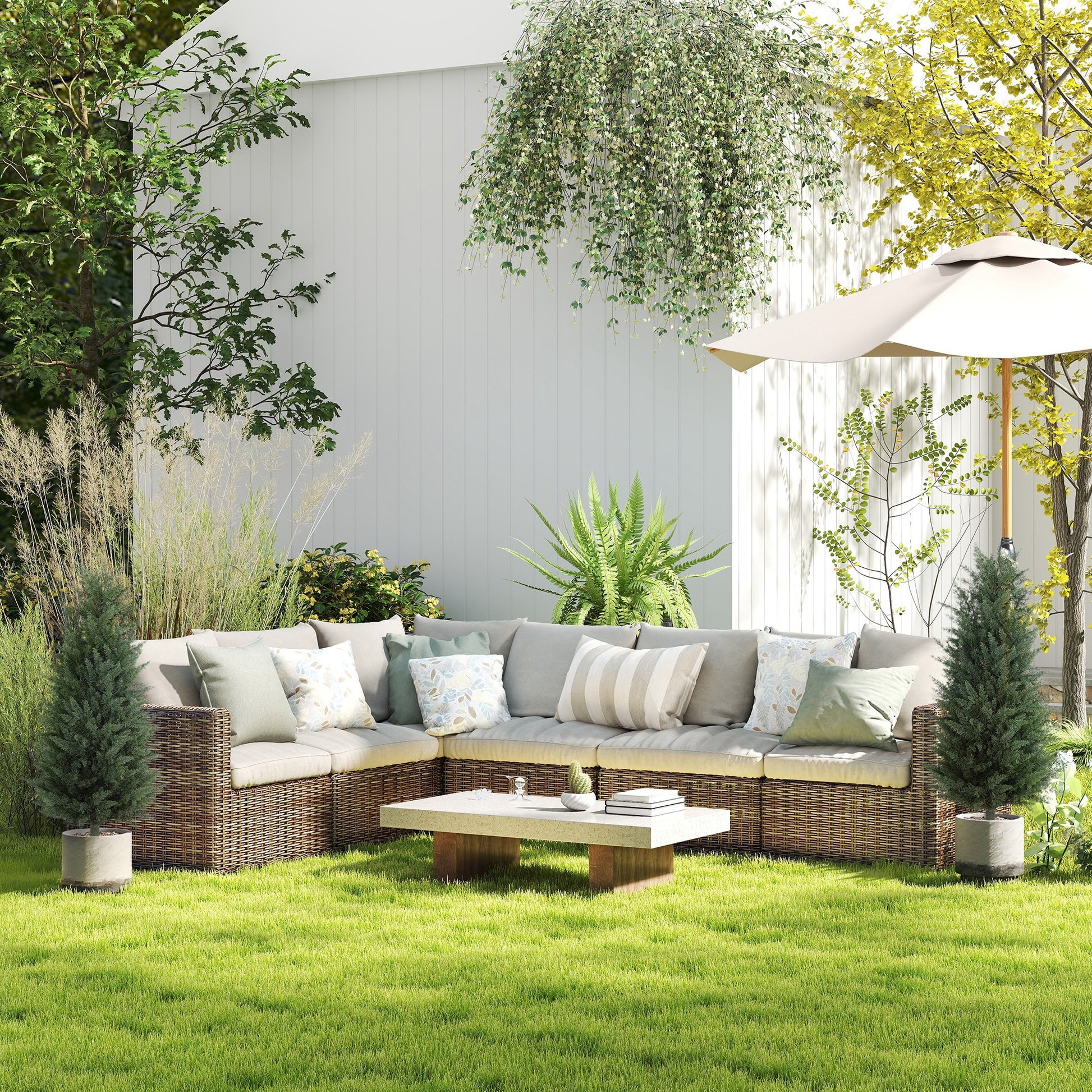 Artificial Cypress 2-Piece Set with Ground Stake 100 cm Plastic Artificial Plant, Artificial Plants, Artificial Tree Like Real Decoration for Office Living Room Bedroom Garden