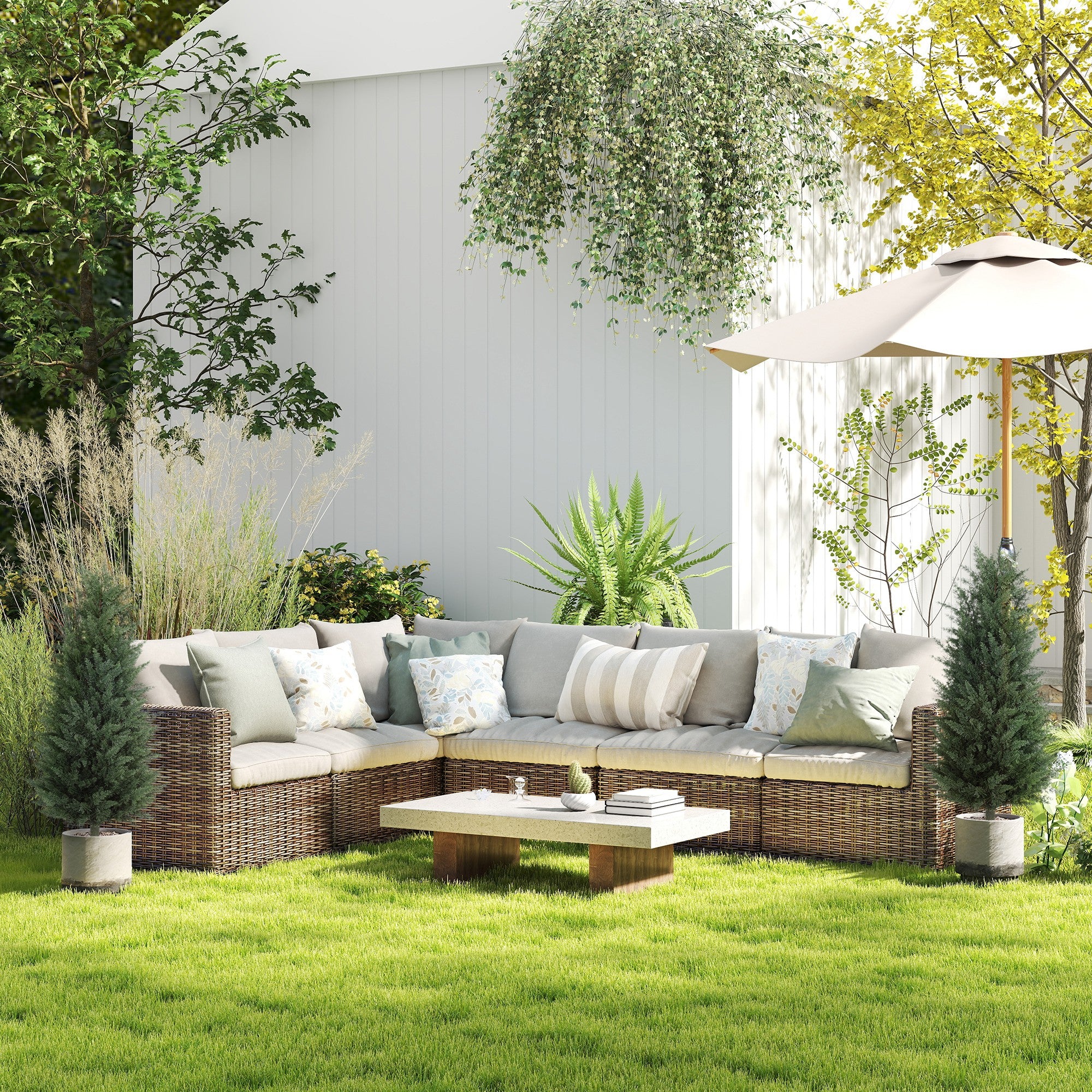 Artificial Cypress 2-Piece Set with Ground Stake 100 cm Plastic Artificial Plant, Artificial Plants, Artificial Tree Like Real Decoration for Office Living Room Bedroom Garden