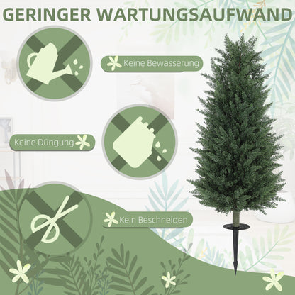 Artificial Cypress 2-Piece Set with Ground Stake 100 cm Plastic Artificial Plant, Artificial Plants, Artificial Tree Like Real Decoration for Office Living Room Bedroom Garden