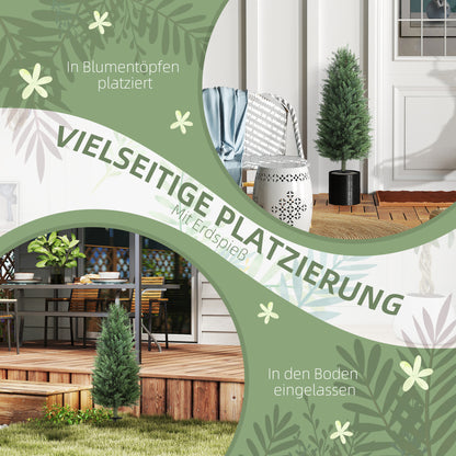 Artificial Cypress 2-Piece Set with Ground Stake 100 cm Plastic Artificial Plant, Artificial Plants, Artificial Tree Like Real Decoration for Office Living Room Bedroom Garden