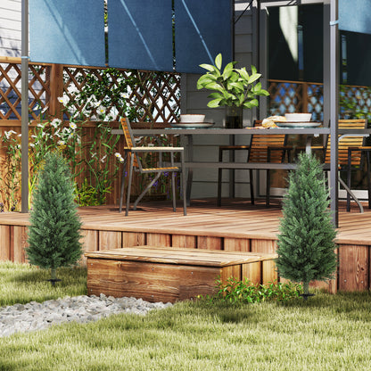 Artificial Cypress 2-Piece Set with Ground Stake 100 cm Plastic Artificial Plant, Artificial Plants, Artificial Tree Like Real Decoration for Office Living Room Bedroom Garden