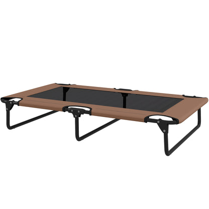 Elevated Foldable Dog Bed Pet Bed, Outdoor Dog Lounger with Net Design, Breathable, for Large Dogs Coffee Oxford 107 x 61 x 20 cm