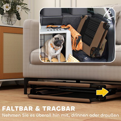 Elevated Foldable Dog Bed Pet Bed, Outdoor Dog Lounger with Net Design, Breathable, for Large Dogs Coffee Oxford 107 x 61 x 20 cm