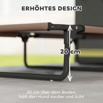 Elevated Foldable Dog Bed Pet Bed, Outdoor Dog Lounger with Net Design, Breathable, for Large Dogs Coffee Oxford 107 x 61 x 20 cm