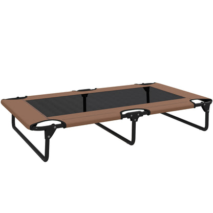 Elevated Foldable Dog Bed Pet Bed, Outdoor Dog Lounger with Net Design, Breathable, for Large Dogs Coffee Oxford 107 x 61 x 20 cm